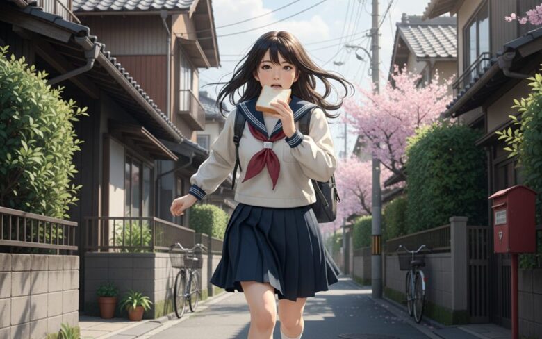 遅刻、遅刻～～！みたいな女子高生