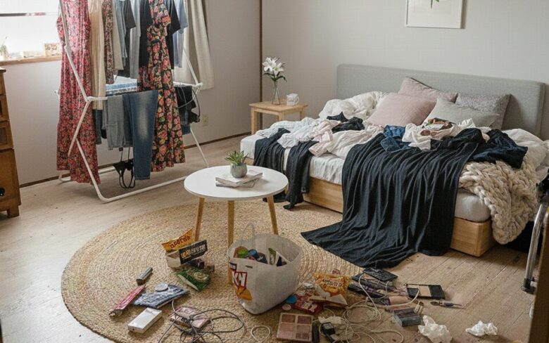 散らかった部屋