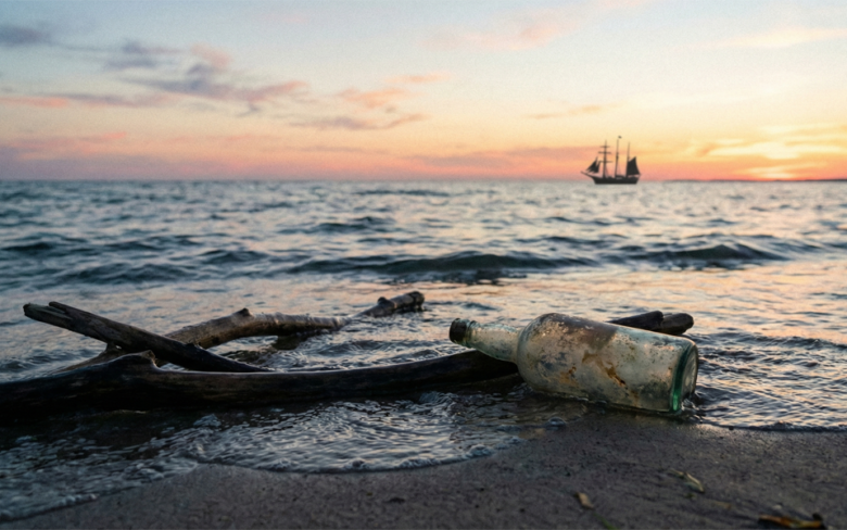 流れ着いた空き瓶