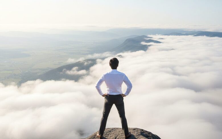 達成感あふれるサラリーマン
