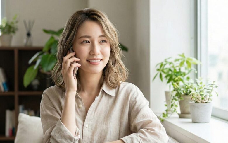 電話する女性