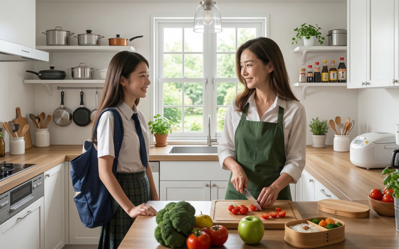 朝の親子の会話風景