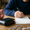 お金の計算する男性