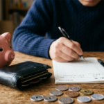 お金の計算する男性