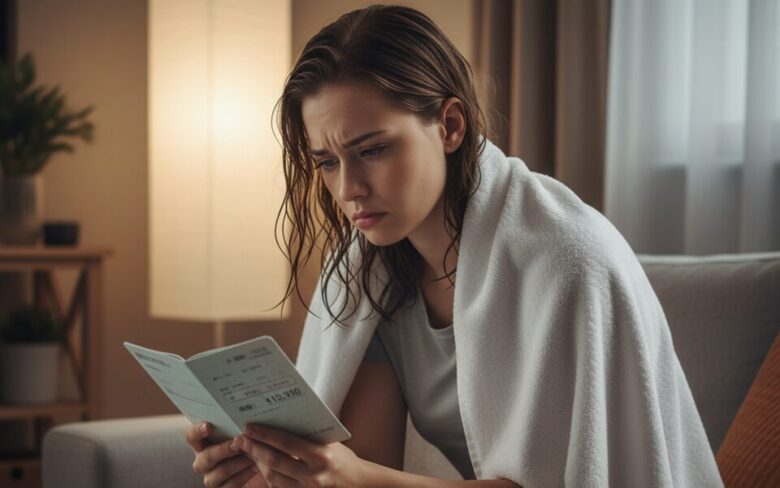 請求書を見る女性