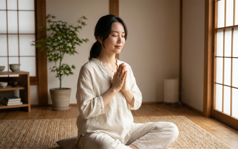 精神統一する女性