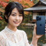 スマホをかかげる女性