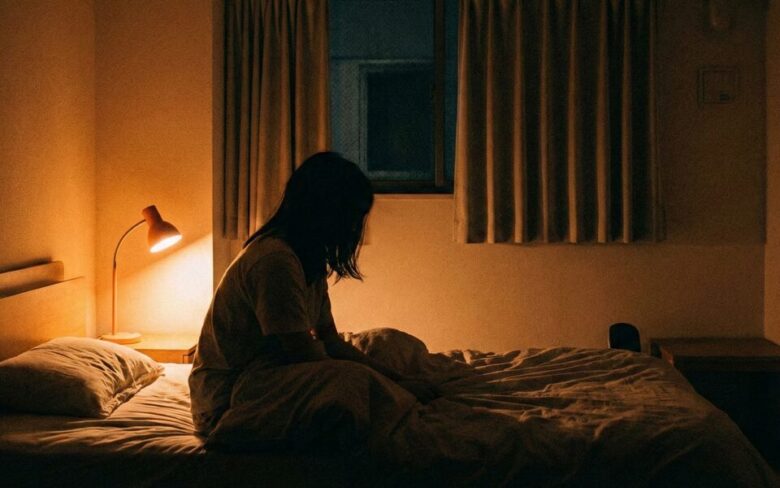 夜中に目覚める女性