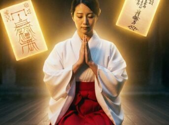 祈りを込める巫女