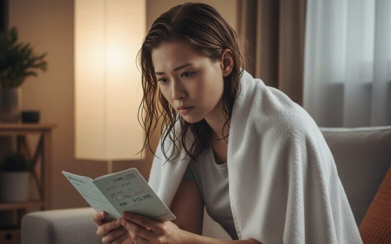 請求書を見る女性