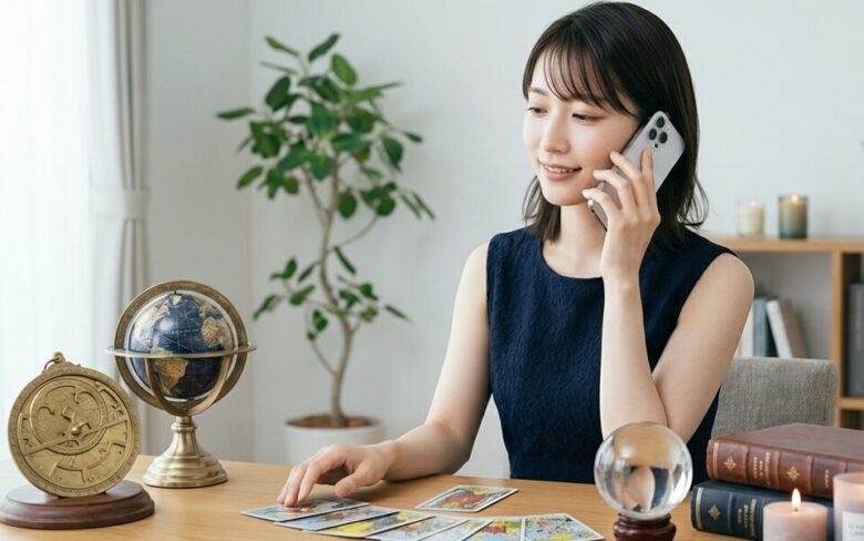 電話する女性占い師
