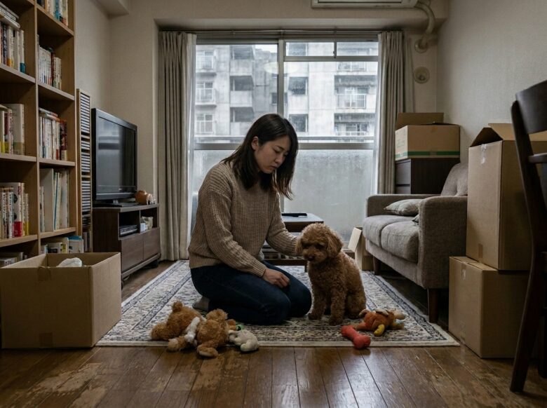 犬がストレスをかかえて物を壊している様子